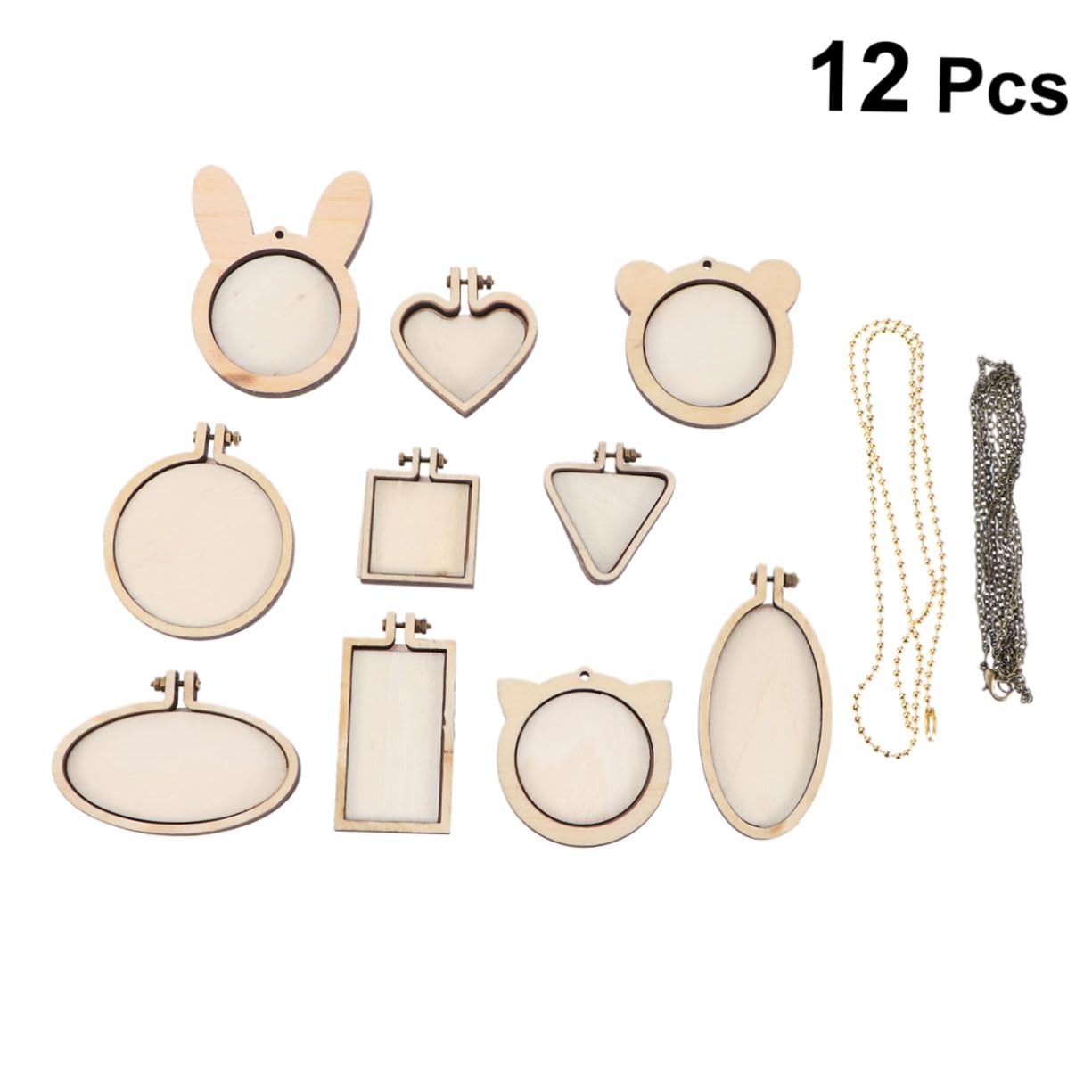 SEWACC 24piezas Aros De Bordado De Madera Para Manualidades Fijación Sencilla Incluye Formas Redondas Ovaladas Triangulares Para Proyectos De Costura y Bordado