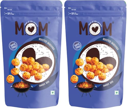 Image of MOM - Meal of the Moment, Roasted Smoky BBQ Makhana, 52g /56g | Gluten Free | Anti Oxidants | MSG Free | Zero Trans Fat | No added Preservatives and No Artificial Flavours (Pack of 2)