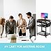 AV Cart with Keyboard Tray, Line Leader AV Cart, Presentation Cart Station, Wood Mobile Printer Cart, Height Adjustable Media Cart with Pullout Keyboard Tray for Office, Home & School