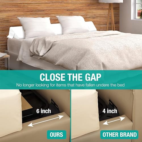 Image of Vekkia Full Bed Wedge Pillow Gap Filler /Headboard Pillow /Mattress Wedge Fill Gap (0-6 inch) Between Headboard and Mattress (White 54 inchx10 inchx6 inch)