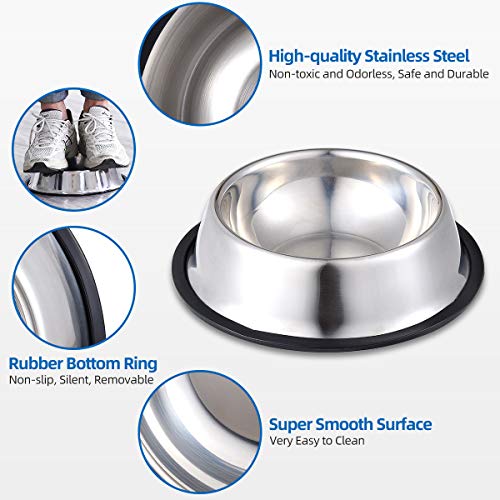INONE Stainless Steel Dog Bowl with Rubber Base for Food and Water, Pet Food Container, Perfect Dog Bowls Choice for… - Image 4