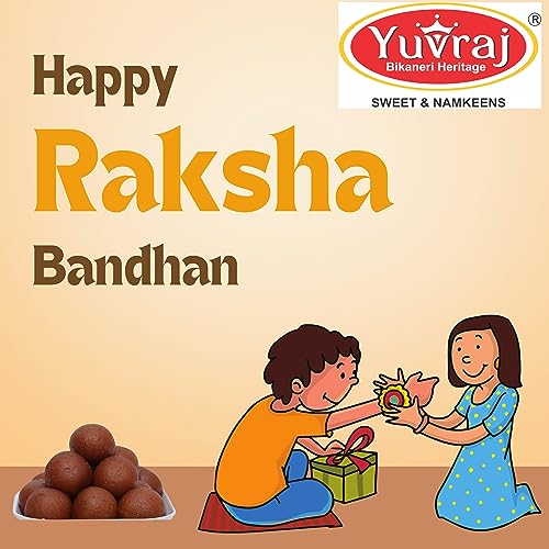 Image of Yuvraj Food Product Rakhi for bhaiya and bhabhi (Gold Design Ganesha & rajasthani kangan) with 2 kids rakhi & 1 kg Gulab Jamun Sweets with Rakhi Special Festival