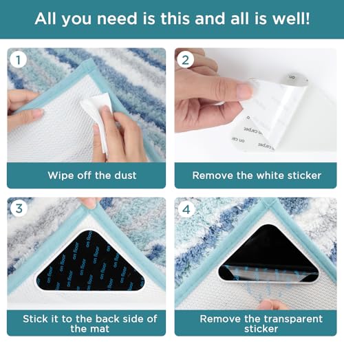 Miniatura 4 de Aiqinu Pinzas Para Alfombras,8 Piezas Cinta Antideslizante Para Alfombras,Reutilizable Und Lavable Bases Antideslizante Alfombra Pinzas Para Alfombras, Para Interiores Y Exteriores
