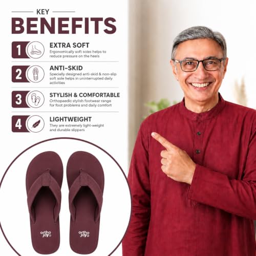 Image of ORTHO JOY Men Doctor Ortho slippers | Extra Soft comfortable and stylish flip flop slippers for Men in exciting colors |Lightweight | Anti Skid | Daily Use Chappal