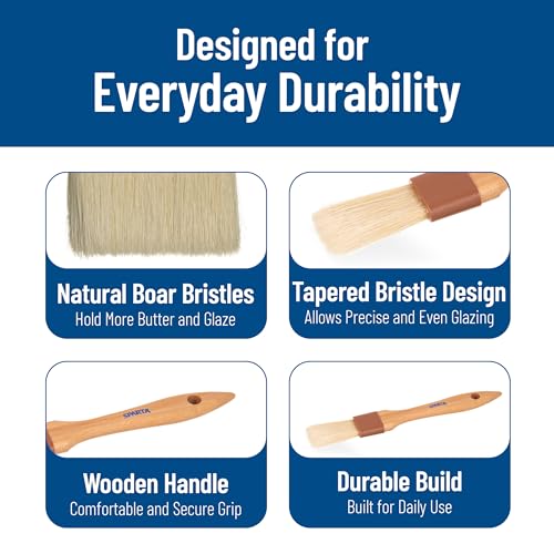 Image of SPARTA Kitchen Basting Brush - 4037200 Basting Brush for Cooking Flat Boar Bristle Brush, Hardwood Handle for Kitchens, Restaurants, Catering, High Heat Food Prep, 1in, Pack of 12
