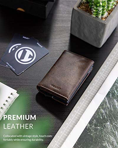 Image of VULKIT Pop up Wallet Minimalist Cash Wallets RFID Blocking Leather Smart Credit Card Holder with Magnetic Closure for Men