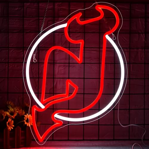 Image of Ice Hockey Neon Sign for Wall Decor Sports LED Light Up Sign Hockey Wall Decor Sport Neon Lights for Club Bedroom Man Cave Bar Garage Sports Gifts for Men Teen Boys Fans,Size 14.6*14.2 inches(FMXD106)