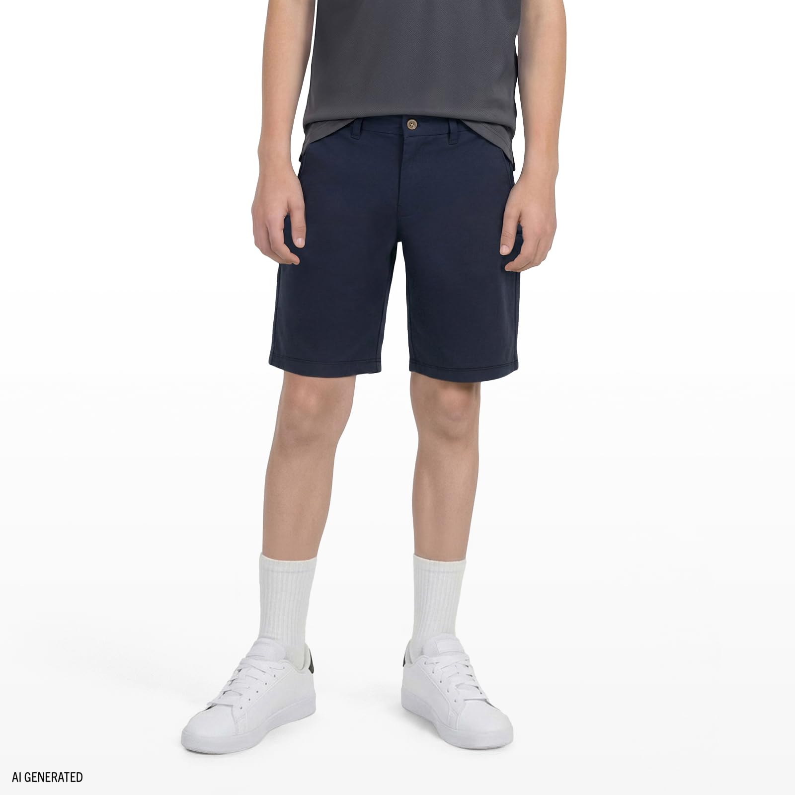 IZOD Boys' School Uniform Flat Front Stretch Performance Short, Navy, 10