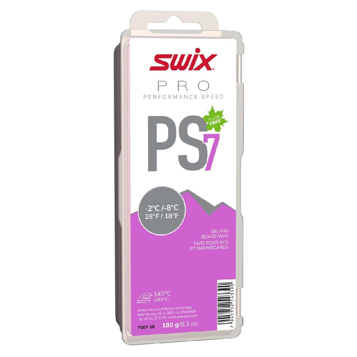 PRO Speed Wax - PS7 Violet 18 to 28 Degrees Fahrenheit - 180g Bar - Fluoro Free - Ski or Snowboard