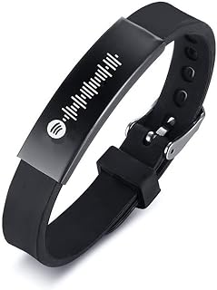 Customized Spotify Code Bracelet for Teens Adult,Stainless Steel Personalized Music Spotify Scan Code Display Song Bracelets Adjusted Silicone Wristband Jewelry Gift for Men Women
