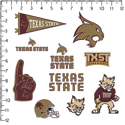 Image of Texas State University 10ct Vinyl Sticker Pack - Large Waterproof Bobcats, TXST, Mascot & Pennant Decals for Laptops, Water Bottles, Tablets, Scrapbooks, Vehicles & More - Officially Licensed Designs