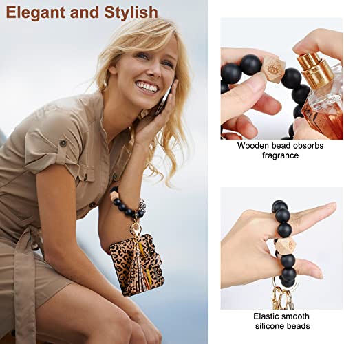 Basima Wristlet Keychain for Women, Silicone Beaded Keychain Bracelet, Car Key Chain Wristlet with Wallet