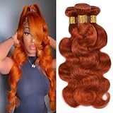 Ginger Orange Human Hair Bundles Color 350 Body Wave Bundles 12 12 12 inch Double Weft Orange Body Wave Human Hair Weave Brazilian Virgin Remy Hair Extensions
