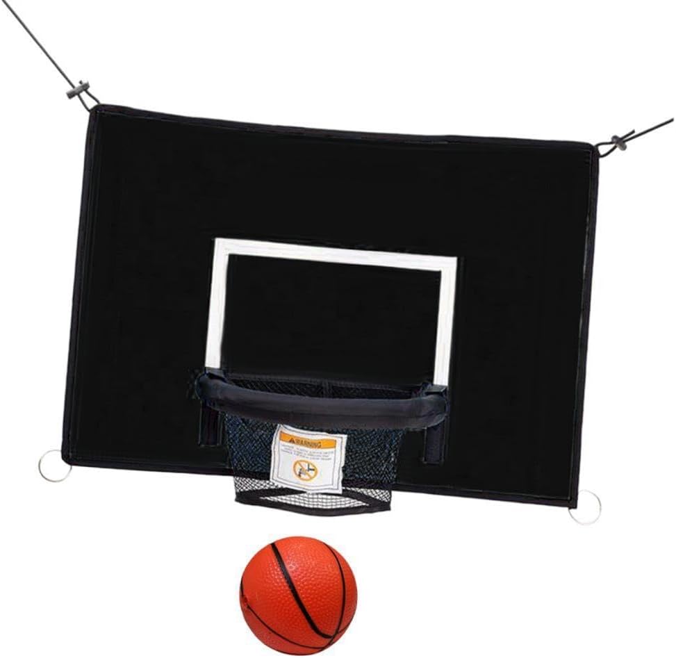Basketball Hoop Attachment for Trampolines Universal Baseboard Sun Protection Basketball Frame Adjustable Connection Ropes for Garden Game, Black 45cmx35cm