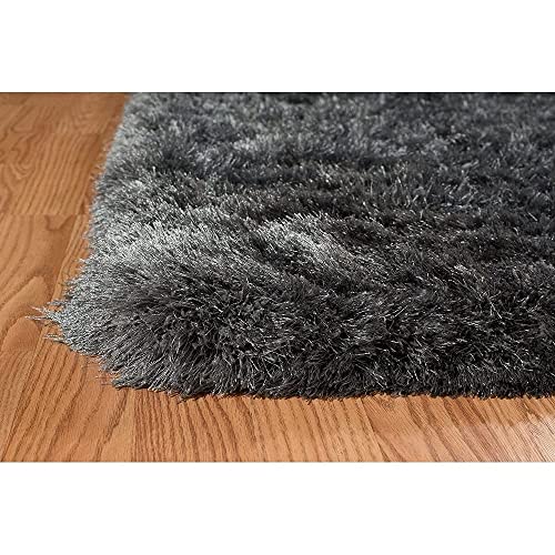 Image of A R Creations Anti Slip Fluffy Fur Plain Shaggy Carpet Area Rug Made with Polyester and Microfiber for Home Office Kitchen Bedroom and Dining Hall (4X6 Feet, Grey, Rectangular)