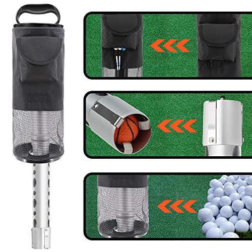 Golfball Sammler für Golfbälle – Robuster Aluminium Shag Tube, Tragbarer Golf Zubehör mit Abnehmbarem Collector, Kompakter Ball Picker (Hält 70 Bälle), Perfekte Golf Trainingshilfen