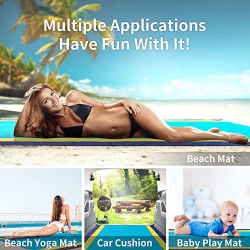 Image of Beach Blanket, Beach Mat Outdoor Picnic Blanket Compact for 4-7 Persons Water Proof and Quick Drying Beach Mat Mady by Premium Nylon Pocket Picnic Sheet for Outdoor Travel ( 78 inch X 81 inch)