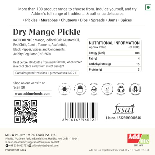 Image of Add me Dry mango pickle in Mustard oil 300gm | aam ka sukha achar in dry style mango pickles glass pack. (Dry Mango Pickle, 300gm)