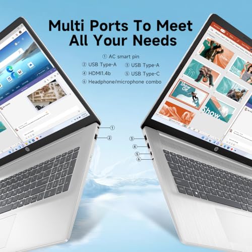 Image of HP Premium 17 inch Touchscreen Laptop, AMD Ryzen 5 7430U, 17.3 inch HD+ Touch Screen, 16GB RAM, 1TB SSD, WiFi 6, BT 5.4, Copilot, Windows 11 Pro, Laptop Computer for Work School Home Office Business