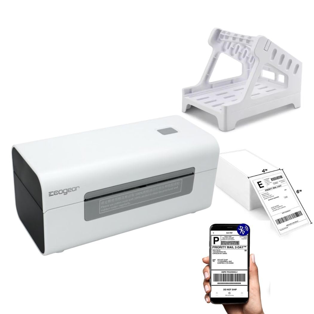 Thermal Shipping Label Printer, Wireless Bluetooth 4x6 Label Printer for Small Business, Compatible with Android, iPhone, and Windows - Ideal for Amazon, Shopify, eBay, Etsy, USPS
