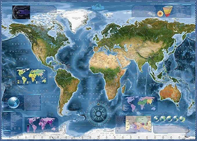 Mappa Del Mondo - Puzzle Per Adulti 1500 Pezzi Decorazione Per La Casa Festa Di Compleanno Regalo Giocattolo Per Uomini, Donne E Anziani