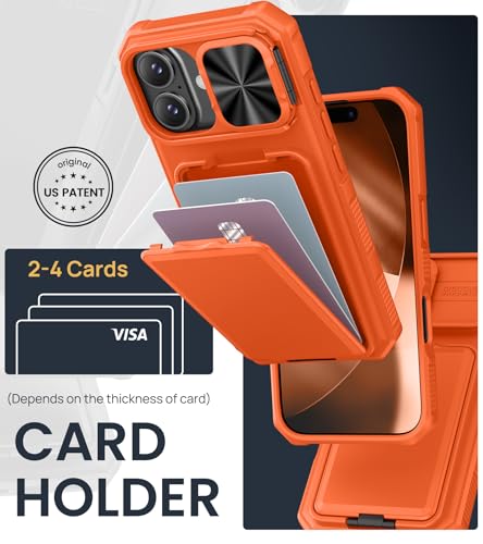 Image of SSLOTSCASE for iPhone 17 Case with 2X Screen Protector & Kickstand, Orange