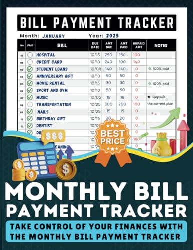 Monthly Bill Payment Tracker | Large Print Finance Organizer | Budget Planner to Track Bills, Expenses & Savings for Financial Success: 8.5'' x 11'' 100+ Pages