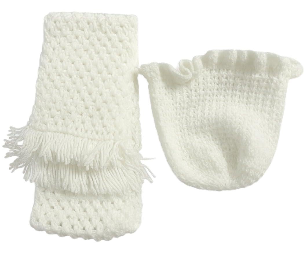 Handcrafted Winter Knitted - Muffler and Cap, White, Ladies and Girls Wear, Soft Fringe Design - Crochet-image-18