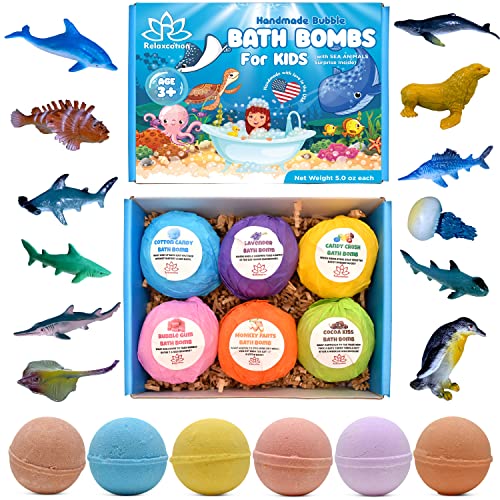 Bath Bombs For Kids With Surprise Inside Sea Animals Toys- Natural And Safe Bath Bombs Gift Set For Girls & Boys - Multicolored Organic Bubble Bath - Made In Usa - Gift For Easter #TOP1
