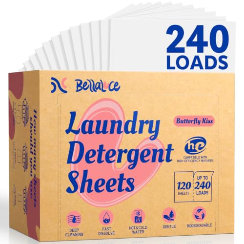 Image of BellaLuce Laundry Detergent Sheets, 240 Loads, Floral Fruity Scent | Plastic-Free Laundry Detergent, Fast-Dissolving, Hypoallergenic Formula Laundry Sheets, Space-Saving for Home, Dorms & Travel