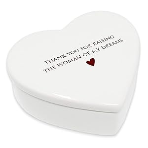 Susabella - Mother of the Bride Gift from Groom, Mom Wedding Gift or Mother's Day Gift from Son In-Law - Thank You for Raising the Woman of My Dreams - Ceramic Keepsake Heart Box
