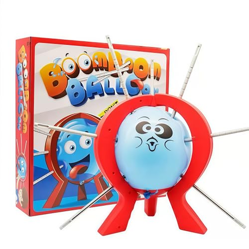 Balloon Blast Party Game Set, Family Fun Tabletop Game with 10 Balloons, 9 Sticks, Dice, Stand, Red Frame