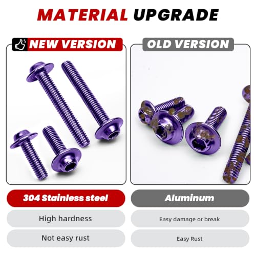 Image of 177Pcs Motorcycle Fairing Bolt Kit Purple, M5 M6 Stainless Steel 304 | Windscreen Screws Fastener Clips Universal Fit for Suzuki Kawasaki Honda Yamaha BMW Ducati GSXR