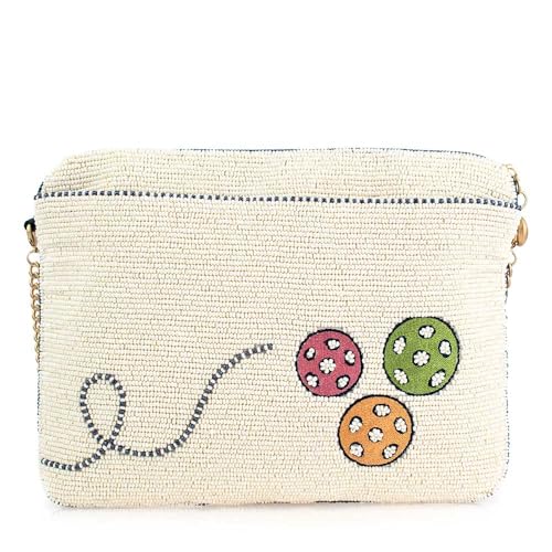 Mary Frances Pickle Ball Queen Beaded Crossbody Handbag with Removable Chain Strap, Multicolor2