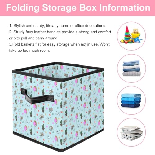 Boîte de rangement pliable chat astronaute pour chambre d'enfant - 4