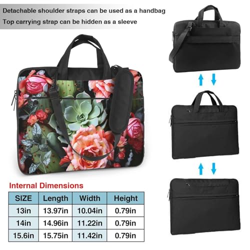 Bolso Maletín para Laptop con Flores y Cactus 14 pulgadas miniatura 4