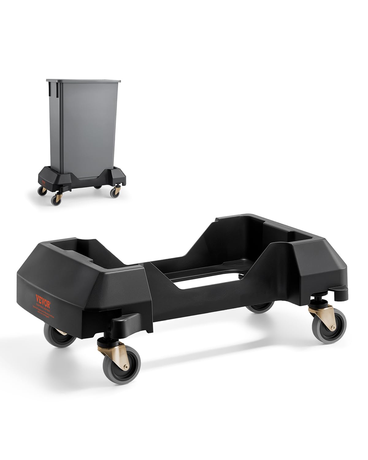 VEVOR Plataforma Rodante para Contenedores de Basura, Base Rodante Delgada para Contenedores de Basura con 4 Ruedas Bloqueables, Capacidad de Peso de 90,1 kg, Carrito Rodante Multiuso, Negro
