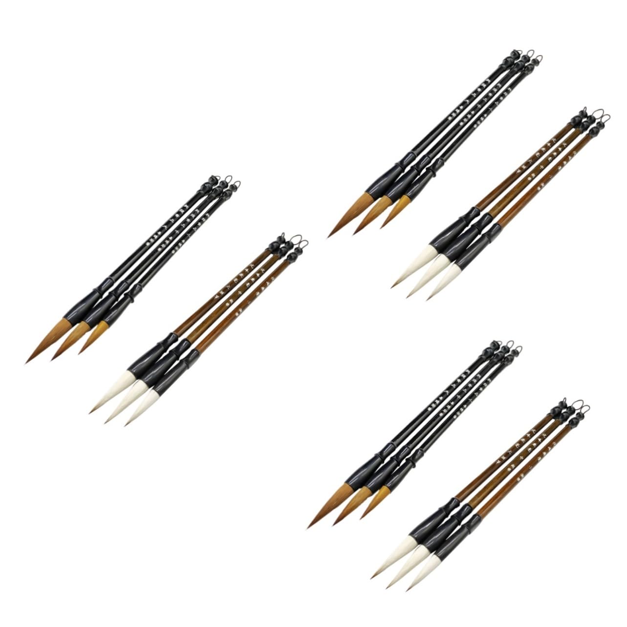 ARTIBETTER 3sets Professional Large Sumi Brush for Japanese Sumi Drawing Wolf Hair Art Ink Brush Caligraphy Writing Tools Writing Set 6pcs*3
