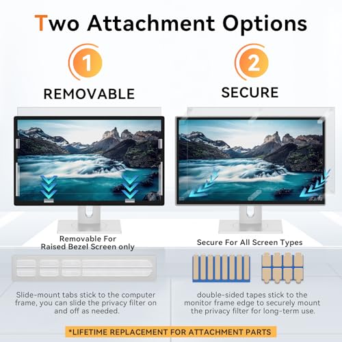 Image of [2 Pack] 27 Inch Computer Privacy Screen for 16:9 Aspect Ratio Widescreen Monitor, Eye Protection Anti Glare Blue Light Computer Monitor Privacy Filter, Removable Anti-Scratch 27in Protector Film