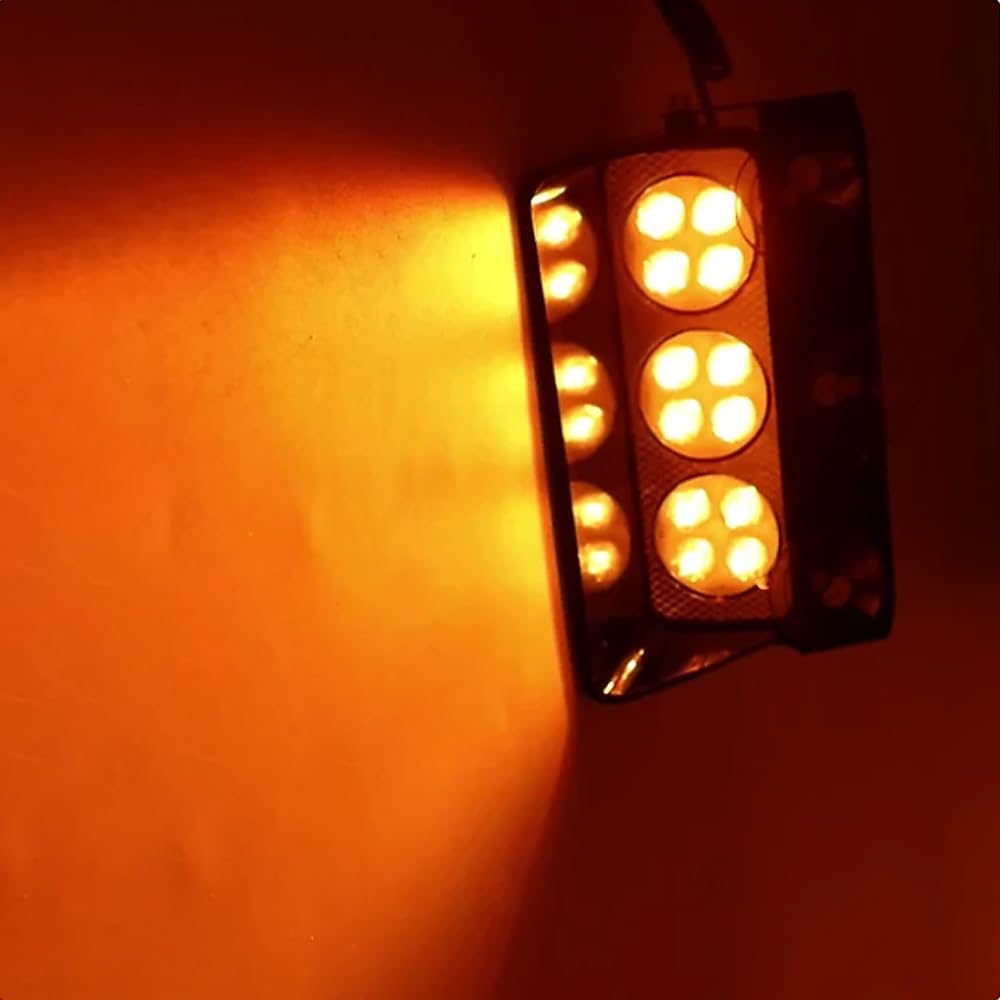 KACEPAR Interior Visor Deck Flashing Hazard Warning Lights, 18-LEDs Windshield Emergency Strobe Dash Light W/Suction Cups, For Police Law Enforcement 12V Trucks Vehicles - White Light