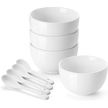 Amazon Com Dowan Soup Bowls With Handles 24 Oz Ceramic Serving Soup Bowl Set For Kitchen French Onion Soup Crocks Oven Microwave Dishwasher Safe Airy Blue Large Stackable Handled Bowls Set Of 4 Health