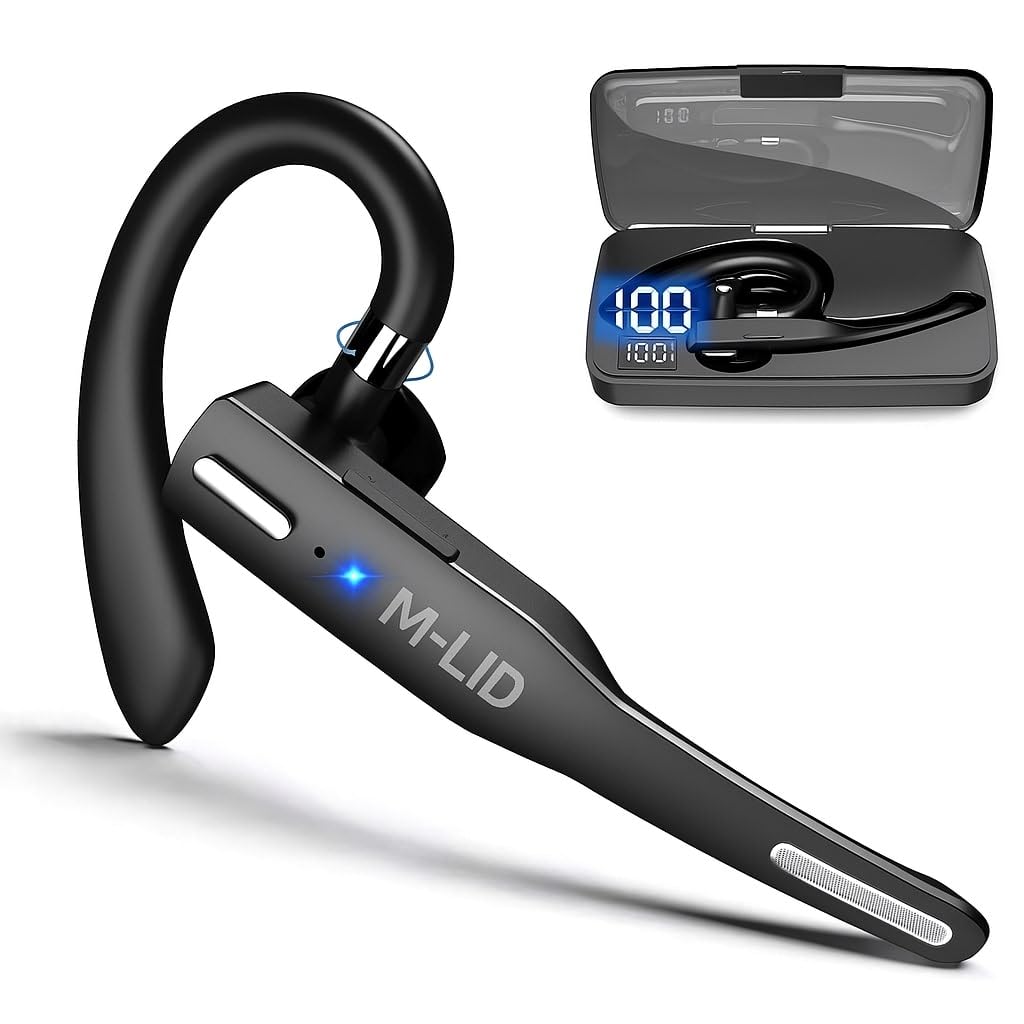 M-LID Bluetooth 5.3 Single‑Ear Headset with ENC Microphone & IPX7 Waterproof – 50 Hour Battery (8 h + Charging Case), Hands‑Free Wireless Earpiece for Driving, Office & PC-picture-25