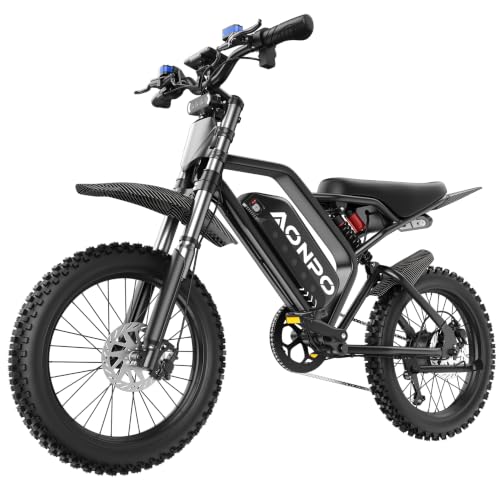 AONPO Electric Bike for Adults, Peak 3500W High Power Ebike, 52V 30Ah UL 2849 Certified, Full Suspension Dual Hydraulic Disc Brakes Off-Road Mountain Electric Bicycle, Electric Dirt Bikes