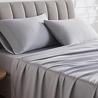 Vista 9 de Linen Closet Juego de sábanas de algodón egipcio de 1000 hilos, 4 piezas, tamaño matrimonial, blanco ártico