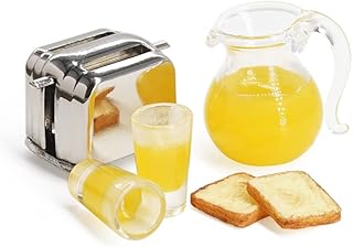 Odoria 1/12 Miniature Orange Juice Pitcher and Toaster Dollhouse Decoration Accessories