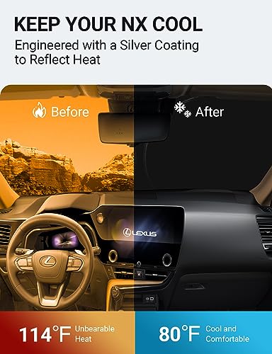 Image of Proadsy 2026 Upgrade Windshield Sun Shade Custom Fit Lexus NX 2022-2025 2026 4-Layer Foldable Front Sunshade Protector Sun Visor Blocks UV Rays Keep Car Cooler