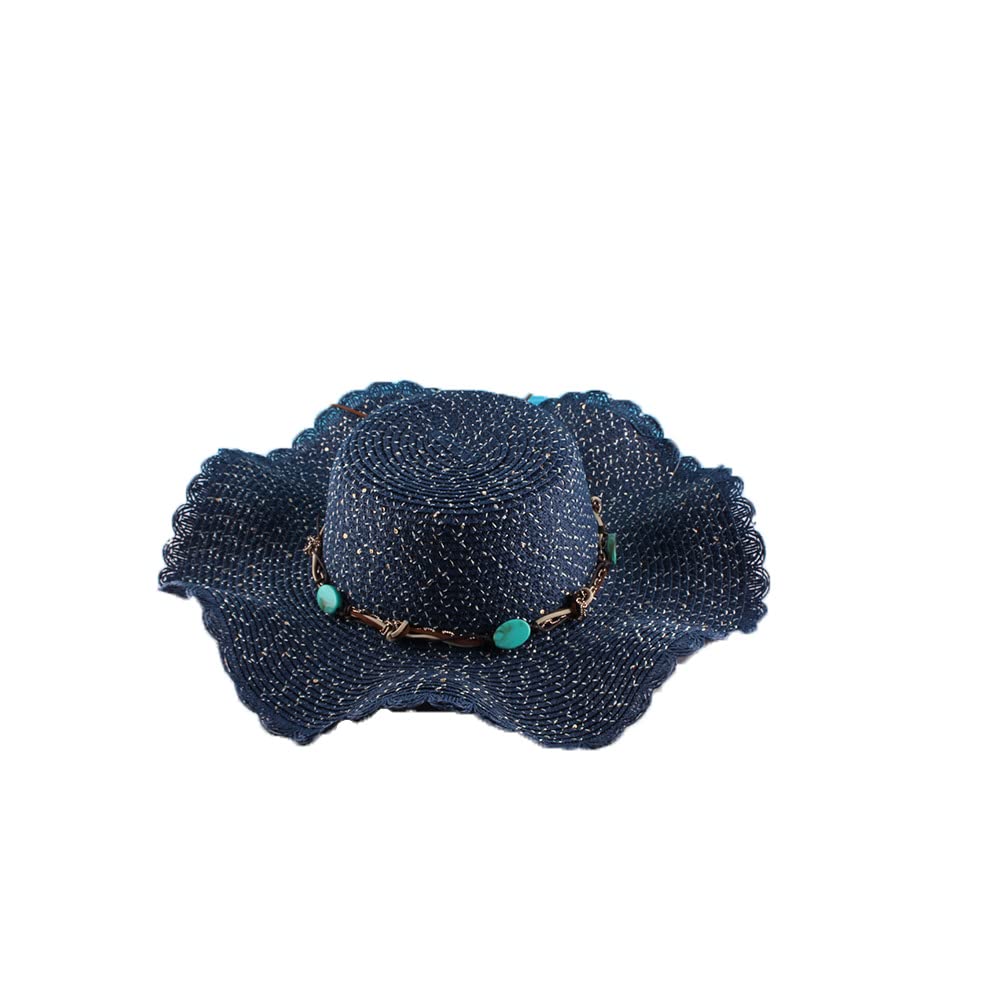 Cappello da Sole Estivo alla Moda, con Nappe in Pizzo e Tesa Larga in Paglia.