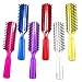 Luxxii (6 Pack) 6" Plastic Color Handle Nylon Bristle Brush Hair Pocket Comb Designed for All Hair Types (Assort Color)