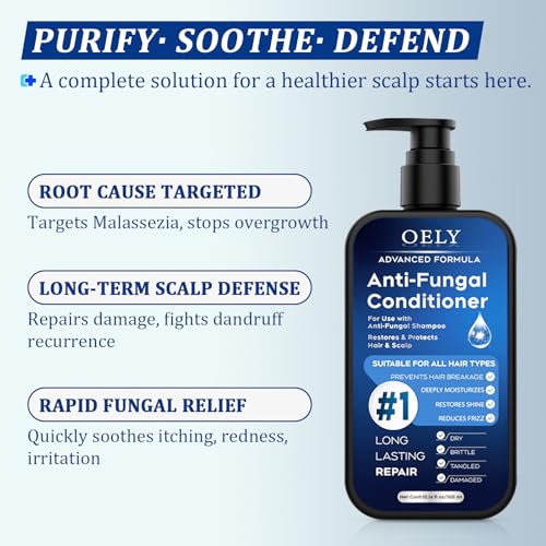 Image of Anti-dandruff Shampoo & Conditioner Set: For Folliculitis, Scalp Psoriasis & Seborrheic Dermatitis, Relieves Redness, Itching, Flaking & Dryness, Strengthens, Repairs & Boosts Shine - 20.28 fl.oz | Antifungal Set Seborrheic Dermatitis, Relieves Redness, Itch, Flaking & Dryness, Strengthens & Repairs Shine - 20.28 fl oz