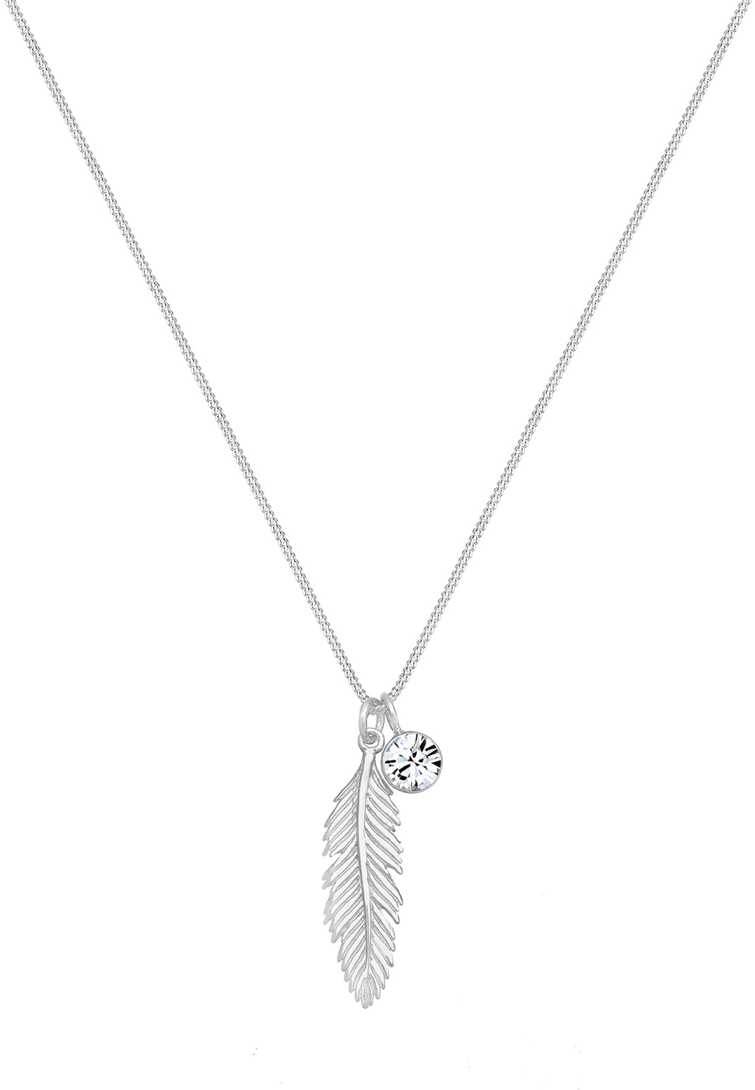 Elli Collar Mujer Colgante Pluma Tendencia con Cristales en Plata Esterlina 925